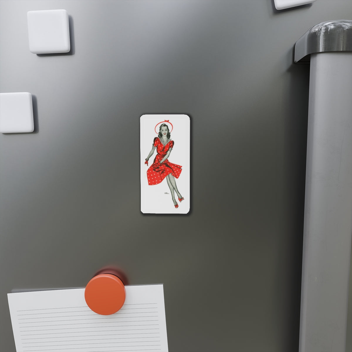 Red Dress, 1941 (Magazine Illustration) Refrigerator Magnet-The Sticker Space