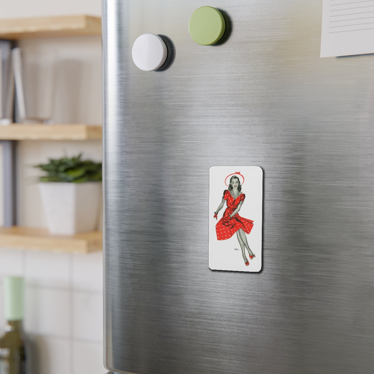 Red Dress, 1941 (Magazine Illustration) Refrigerator Magnet-The Sticker Space