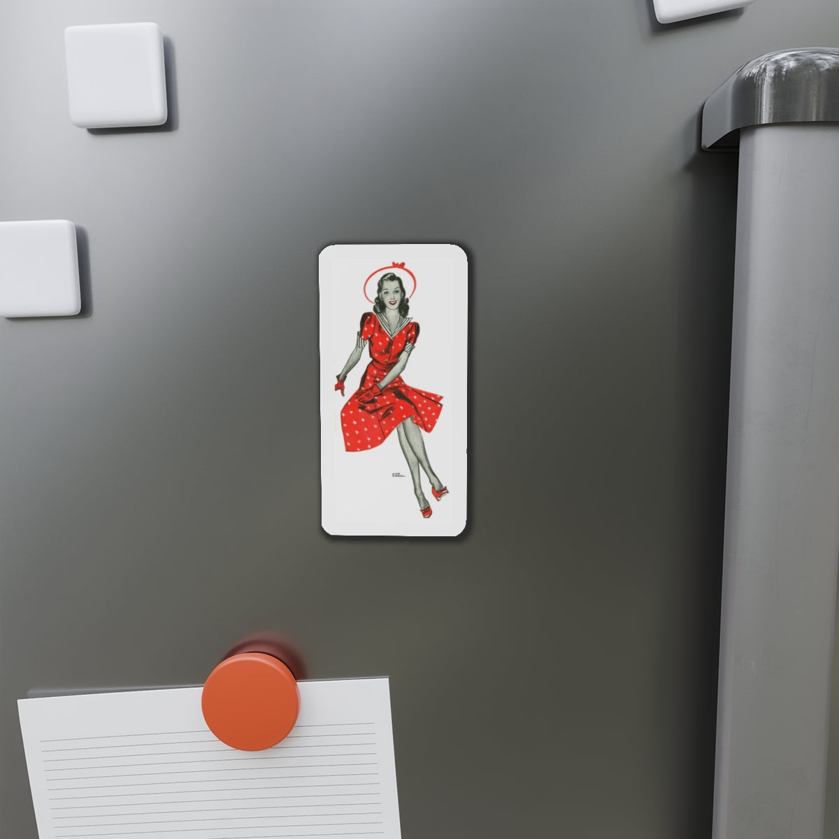 Red Dress, 1941 (Magazine Illustration) Refrigerator Magnet-The Sticker Space