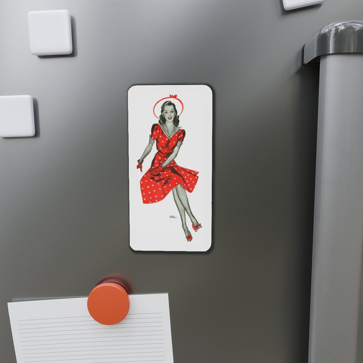 Red Dress, 1941 (Magazine Illustration) Refrigerator Magnet-The Sticker Space