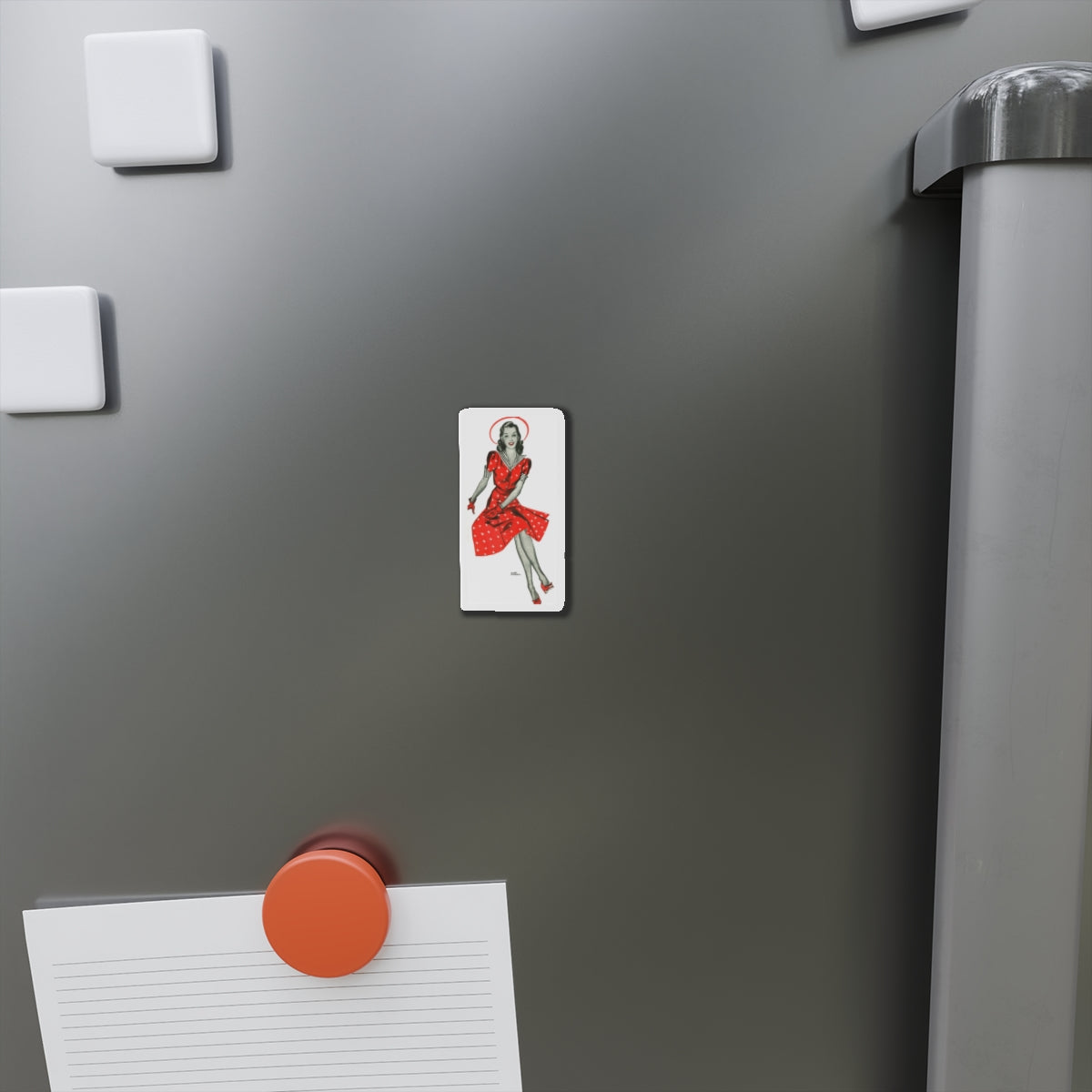 Red Dress, 1941 (Magazine Illustration) Refrigerator Magnet-The Sticker Space