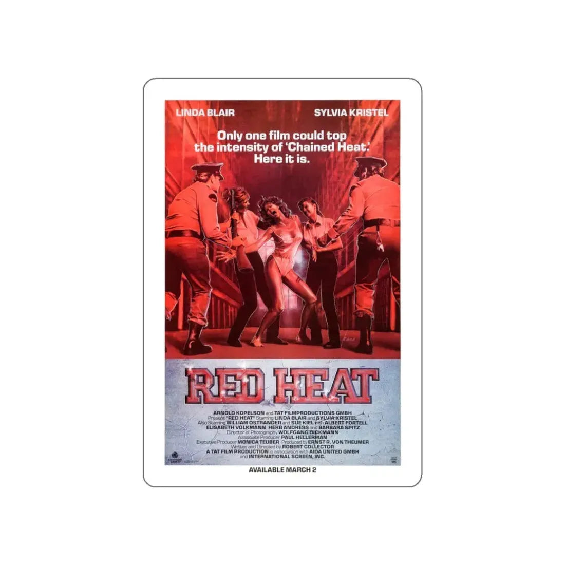 RED HEAT 1988 Movie Poster STICKER Vinyl Die-Cut Decal 3 Inch - The Sticker Space