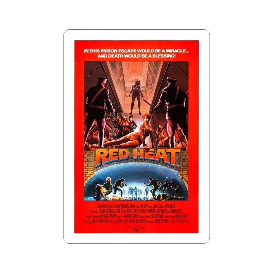 RED HEAT (2) 1988 Movie Poster - STICKER Vinyl Kiss-Cut Decal 4 Inch White - The Sticker Space