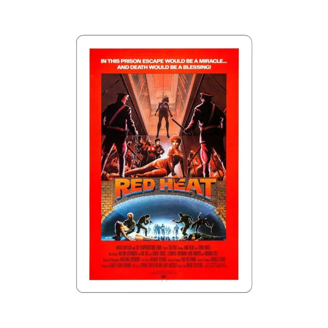 RED HEAT (2) 1988 Movie Poster - STICKER Vinyl Kiss-Cut Decal 6 Inch White - The Sticker Space