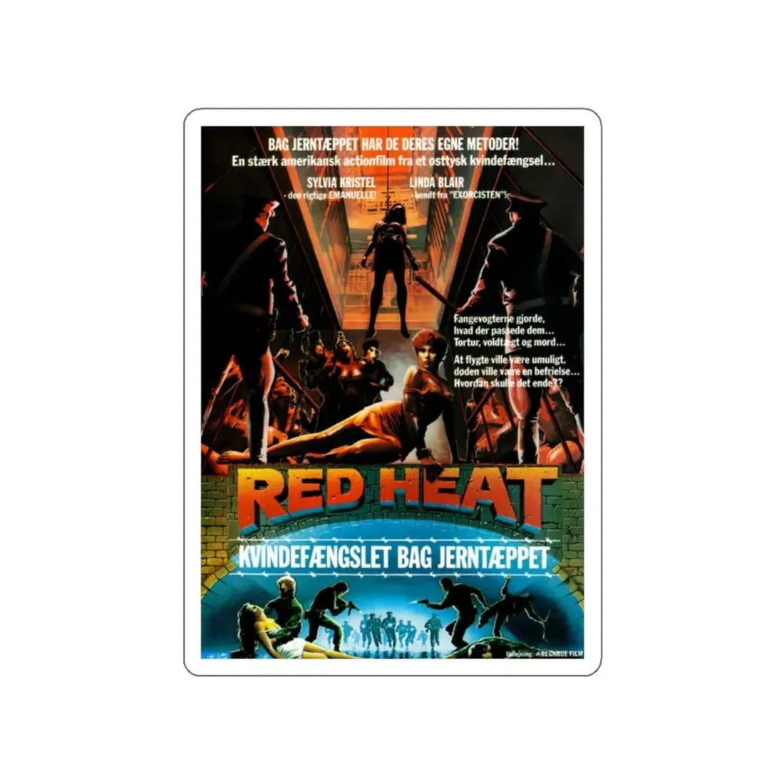 RED HEAT (DANISH) 1988 Movie Poster STICKER Vinyl Die-Cut Decal 2 Inch - The Sticker Space