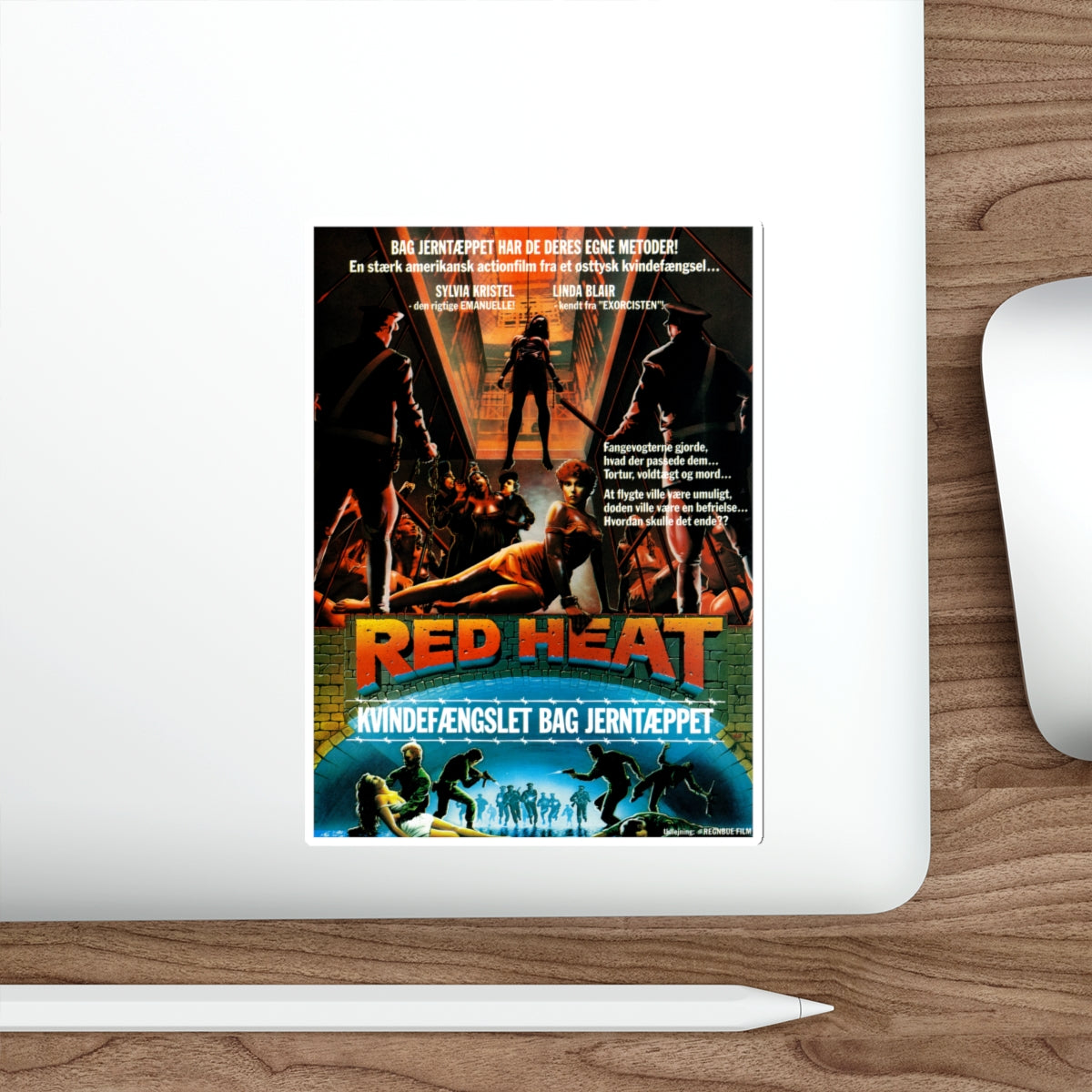 RED HEAT (DANISH) 1988 Movie Poster STICKER Vinyl Die-Cut Decal-The Sticker Space