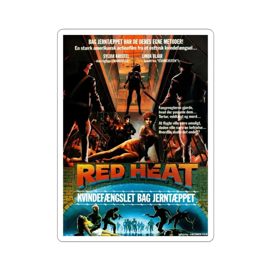 RED HEAT (DANISH) 1988 Movie Poster - STICKER Vinyl Kiss-Cut Decal 4 Inch White - The Sticker Space