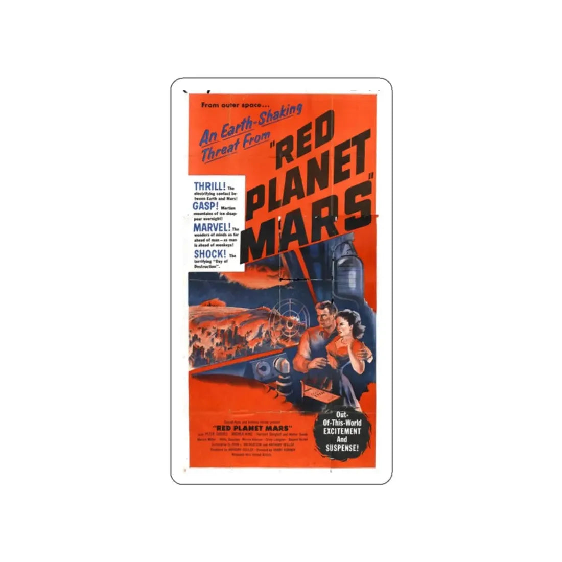RED PLANET MARS (2) 1952 Movie Poster STICKER Vinyl Die-Cut Decal - The Sticker Space