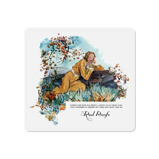 Red Roofs (1), Ladies' Home Journal, July 1934 (Magazine Illustration) Refrigerator Magnet 6 Inch Die-Cut - The Sticker Space