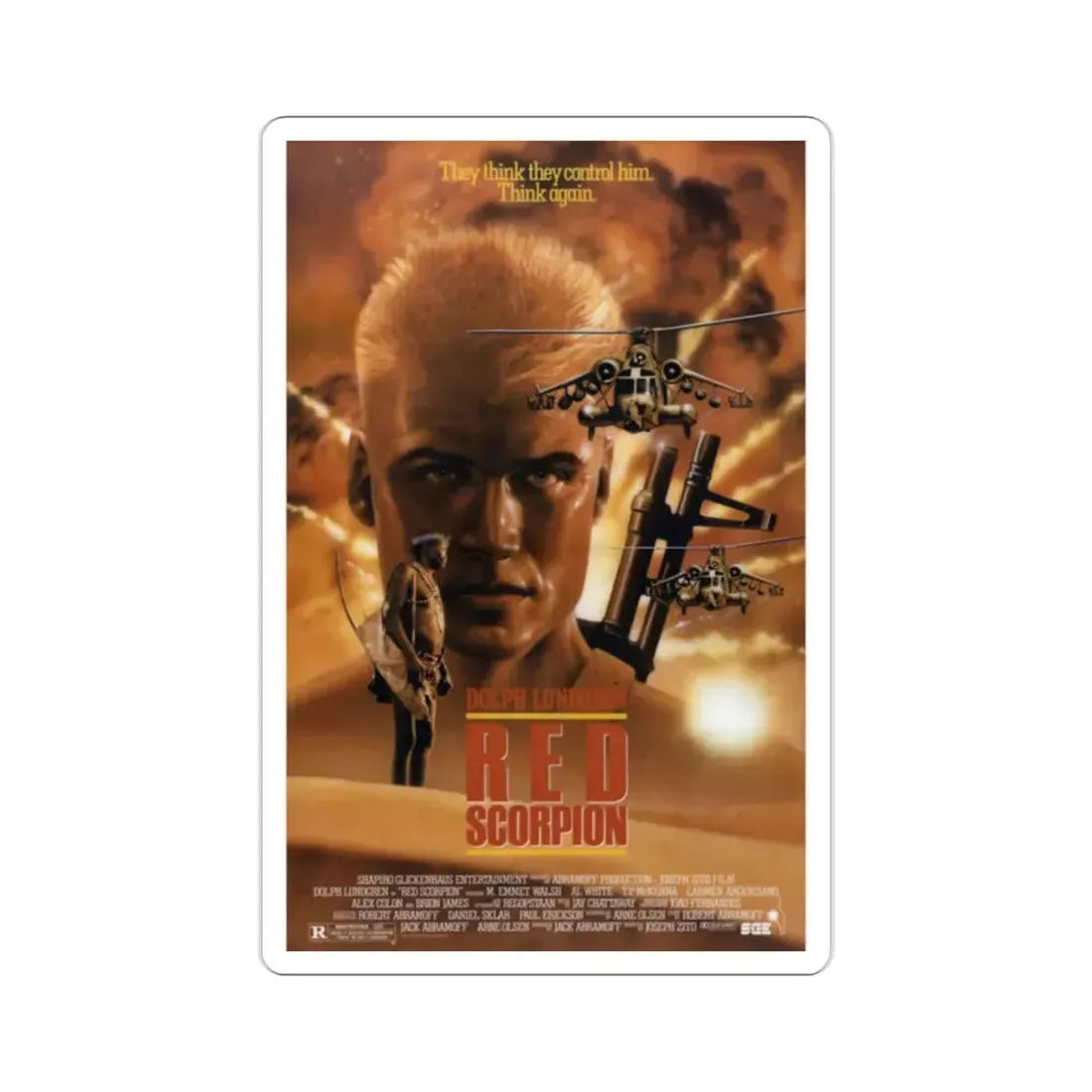 Red Scorpion 1989 Movie Poster STICKER Vinyl Die-Cut Decal 2 Inch - The Sticker Space