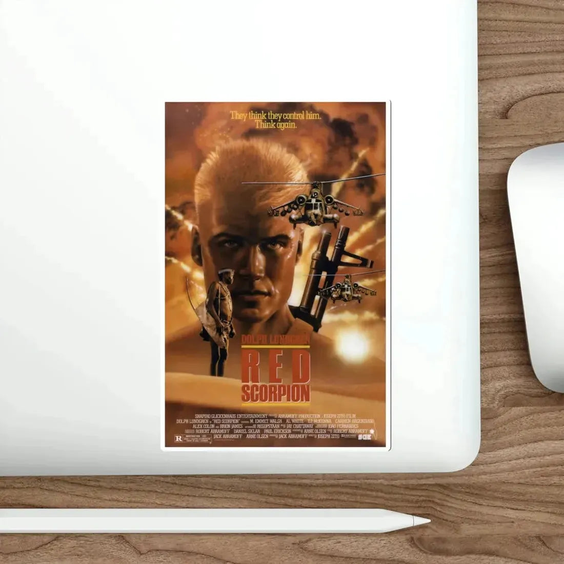 Red Scorpion 1989 Movie Poster STICKER Vinyl Die-Cut Decal - The Sticker Space