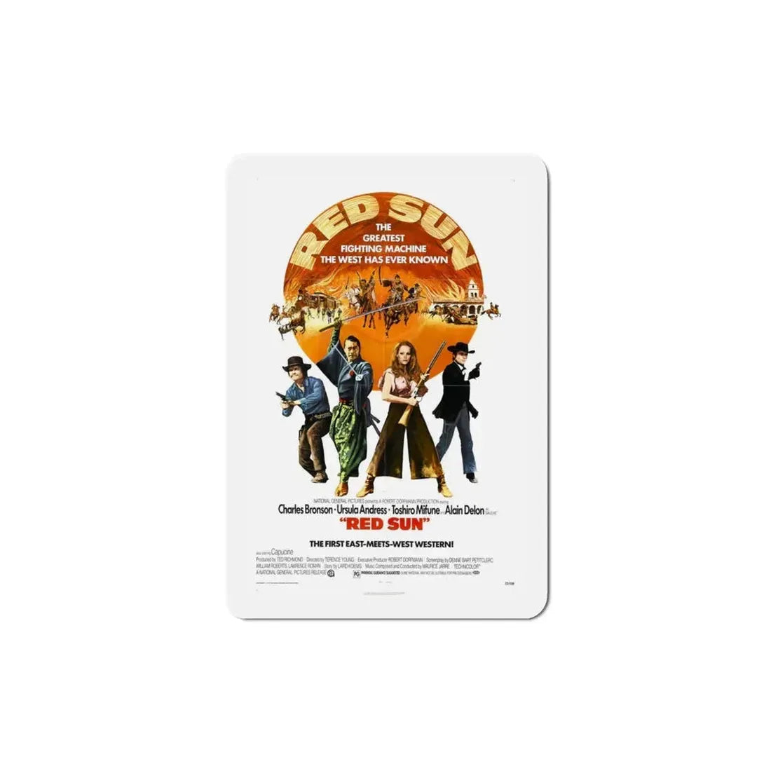 Red Sun 1972 Movie Poster Refrigerator Magnet 4 Inch - The Sticker Space