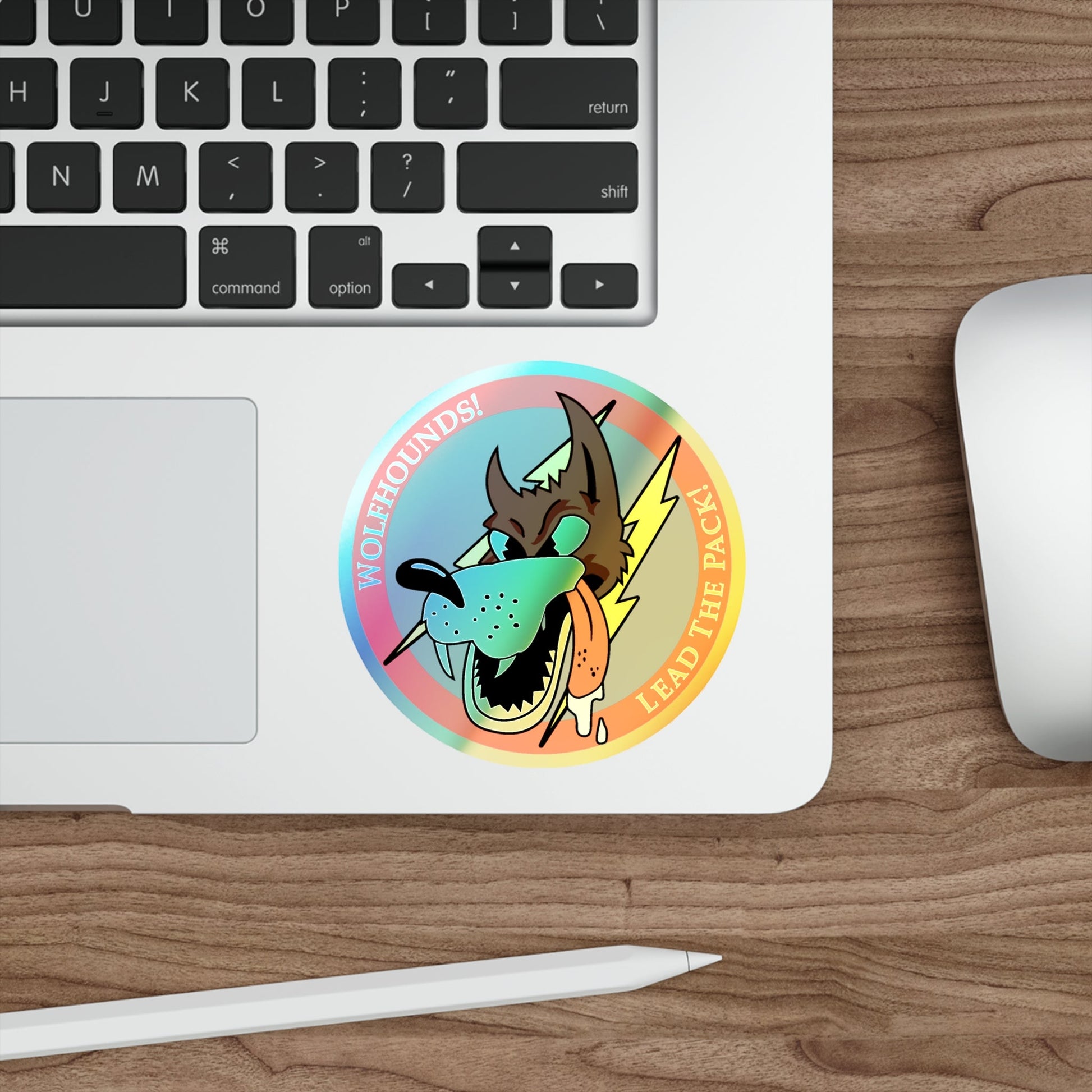 Red Wolfhound Patch (U.S. Air Force) Holographic STICKER Die-Cut Vinyl Decal-The Sticker Space