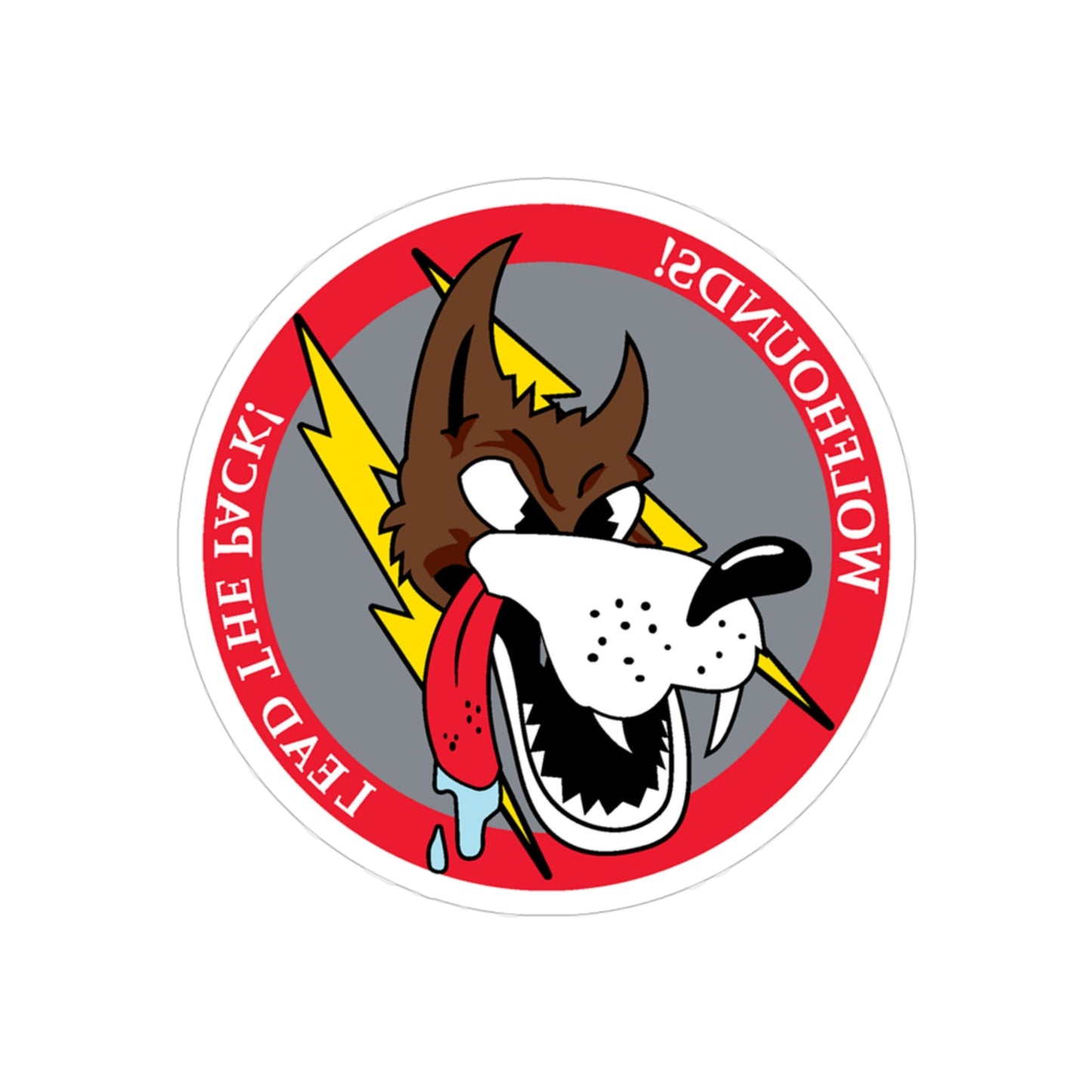 Red Wolfhound Patch (U.S. Air Force) REVERSE PRINT Transparent STICKER-4" × 4"-The Sticker Space