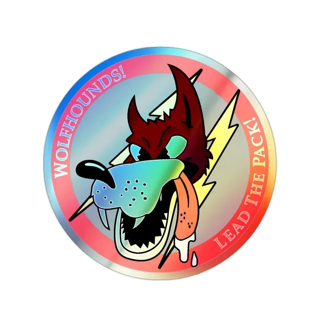 Red Wolfhound Patch (U.S. Air Force) Holographic STICKER Die-Cut Vinyl Decal 2 Inch Holographic - The Sticker Space