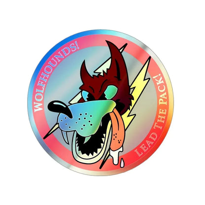 Red Wolfhound Patch (U.S. Air Force) Holographic STICKER Die-Cut Vinyl Decal 3 Inch Holographic - The Sticker Space
