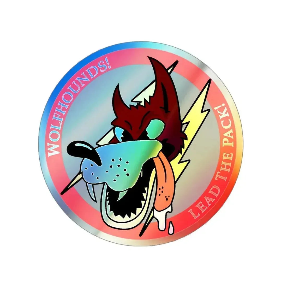 Red Wolfhound Patch (U.S. Air Force) Holographic STICKER Die-Cut Vinyl Decal 4 Inch Holographic - The Sticker Space