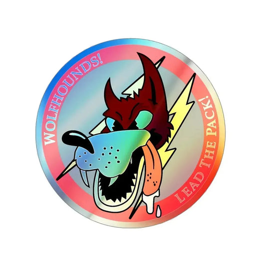 Red Wolfhound Patch (U.S. Air Force) Holographic STICKER Die-Cut Vinyl Decal 6 Inch Holographic - The Sticker Space