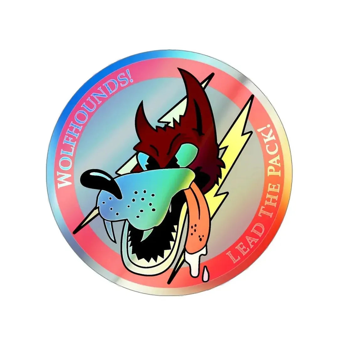 Red Wolfhound Patch (U.S. Air Force) Holographic STICKER Die-Cut Vinyl Decal 6 Inch Holographic - The Sticker Space