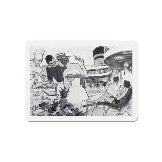 Redbook Magazine Illustration, December 1958 (Magazine Illustration) Refrigerator Magnet 6 Inch Die-Cut - The Sticker Space