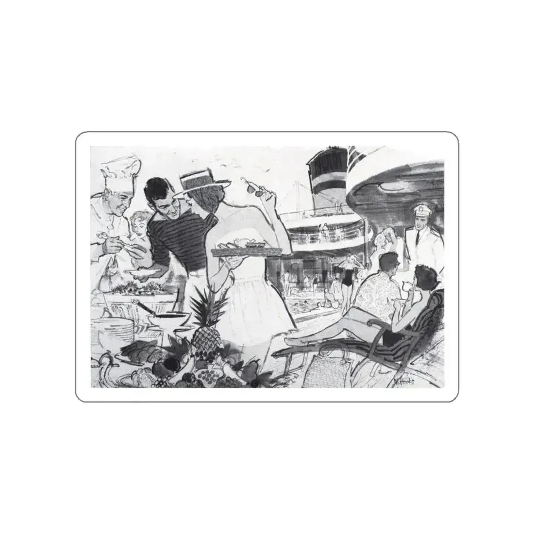 Redbook Magazine Illustration, December 1958 (Magazine Illustration) STICKER Vinyl Die-Cut Decal White Die-Cut 4 Inch - The Sticker Space