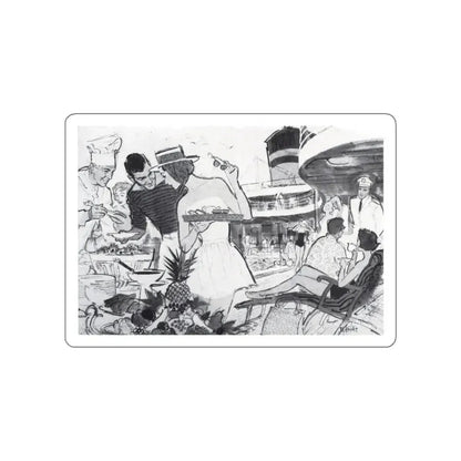 Redbook Magazine Illustration, December 1958 (Magazine Illustration) STICKER Vinyl Die-Cut Decal White Die-Cut 4 Inch - The Sticker Space