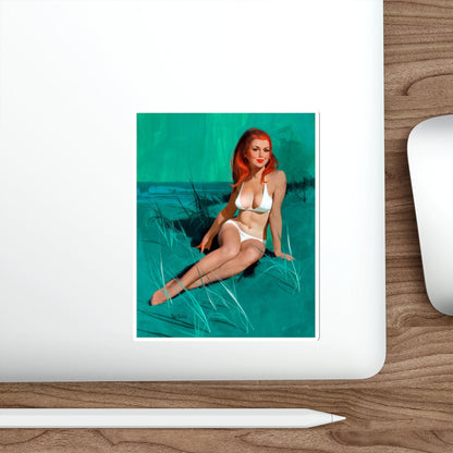 Redhead in White, 1972 (Magazine Illustration) STICKER Vinyl Die-Cut Decal-The Sticker Space