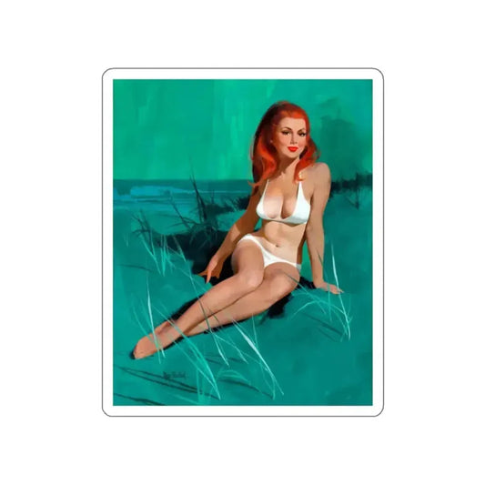 Redhead in White, 1972 (Magazine Illustration) STICKER Vinyl Die-Cut Decal White Die-Cut 2 Inch - The Sticker Space