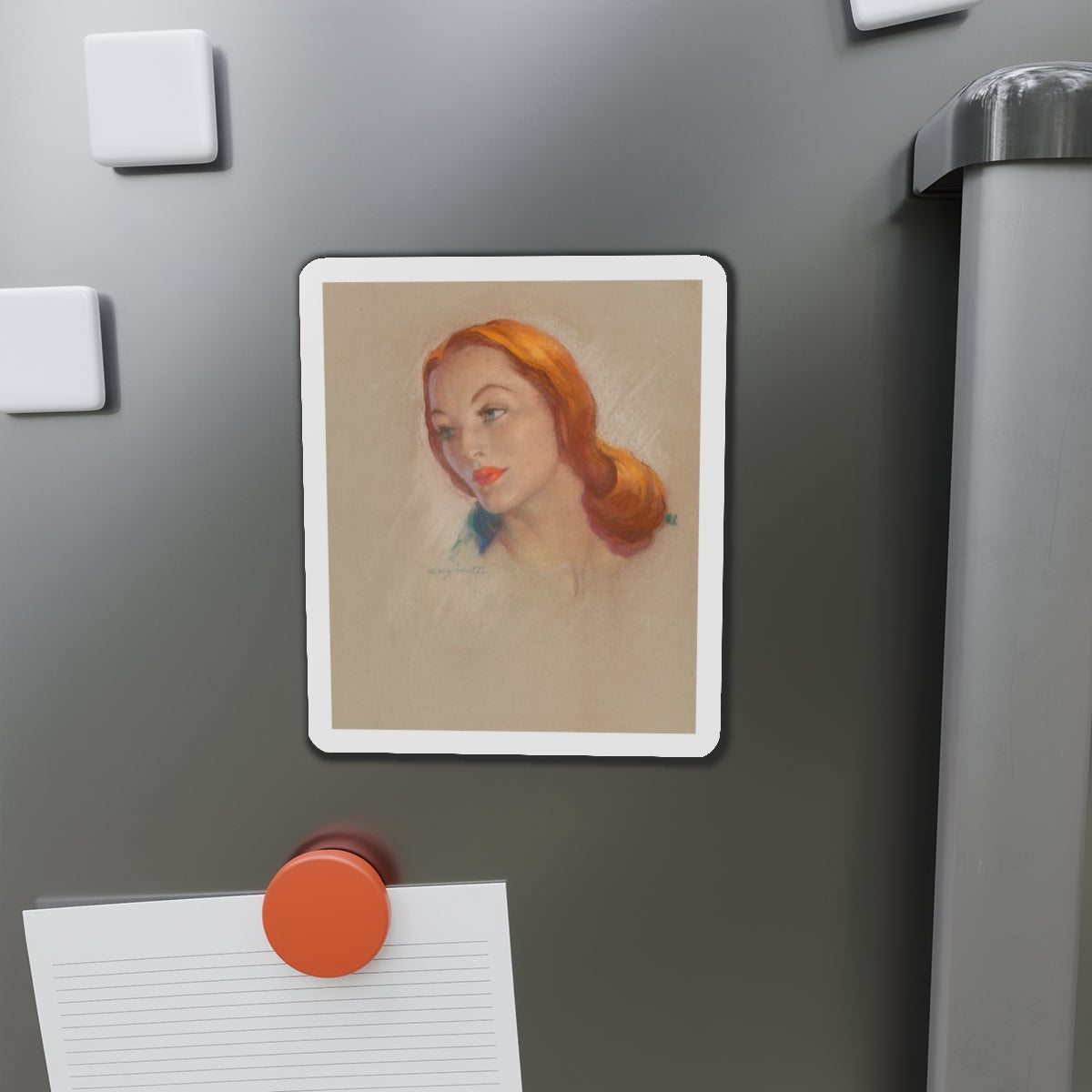 Redhead (Magazine Illustration) Refrigerator Magnet-The Sticker Space