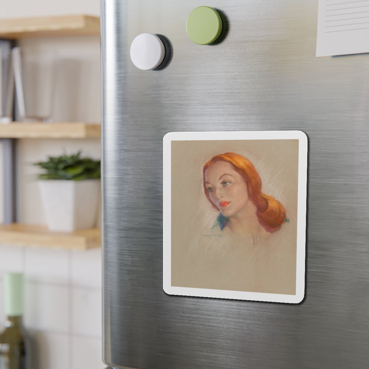 Redhead (Magazine Illustration) Refrigerator Magnet-The Sticker Space