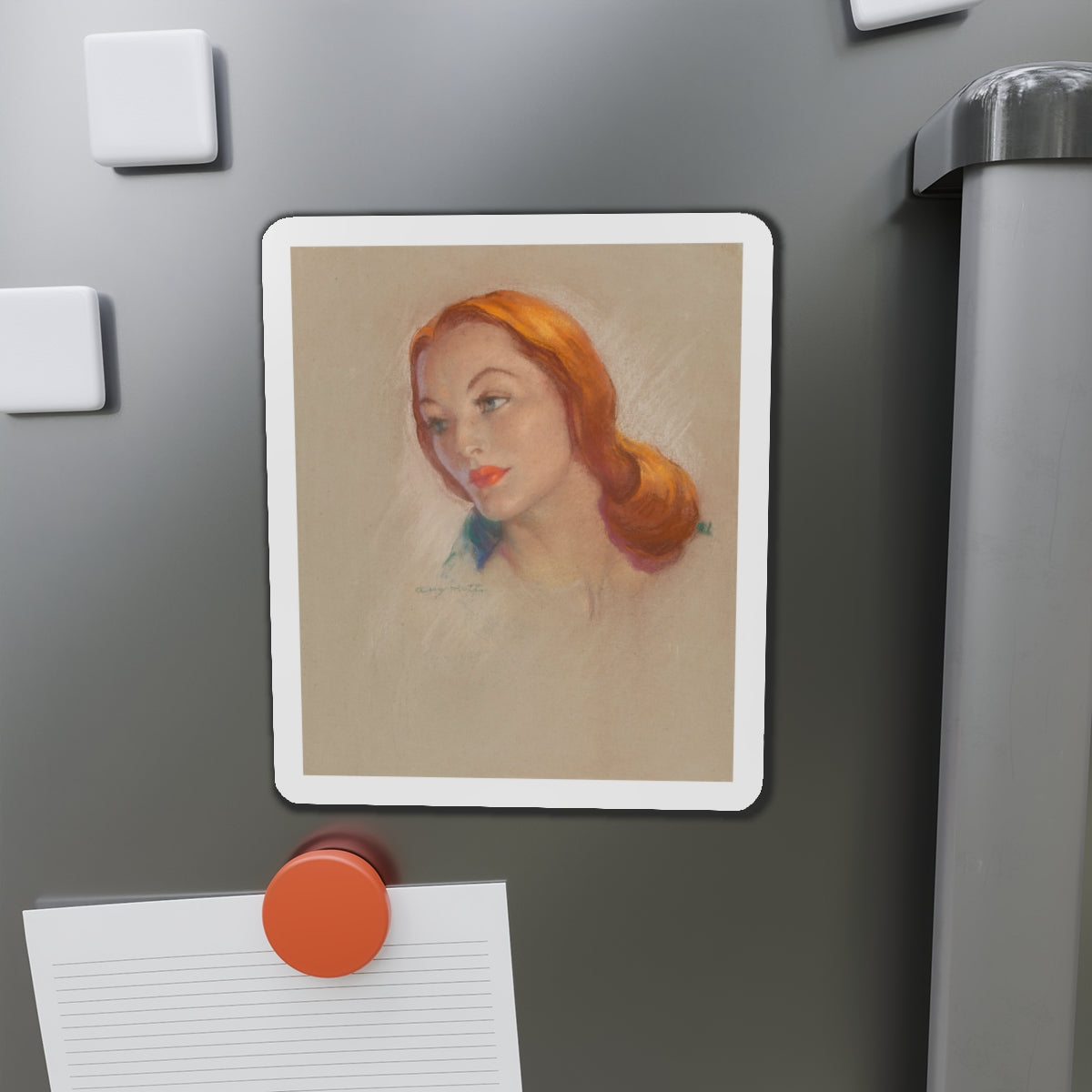 Redhead (Magazine Illustration) Refrigerator Magnet-The Sticker Space