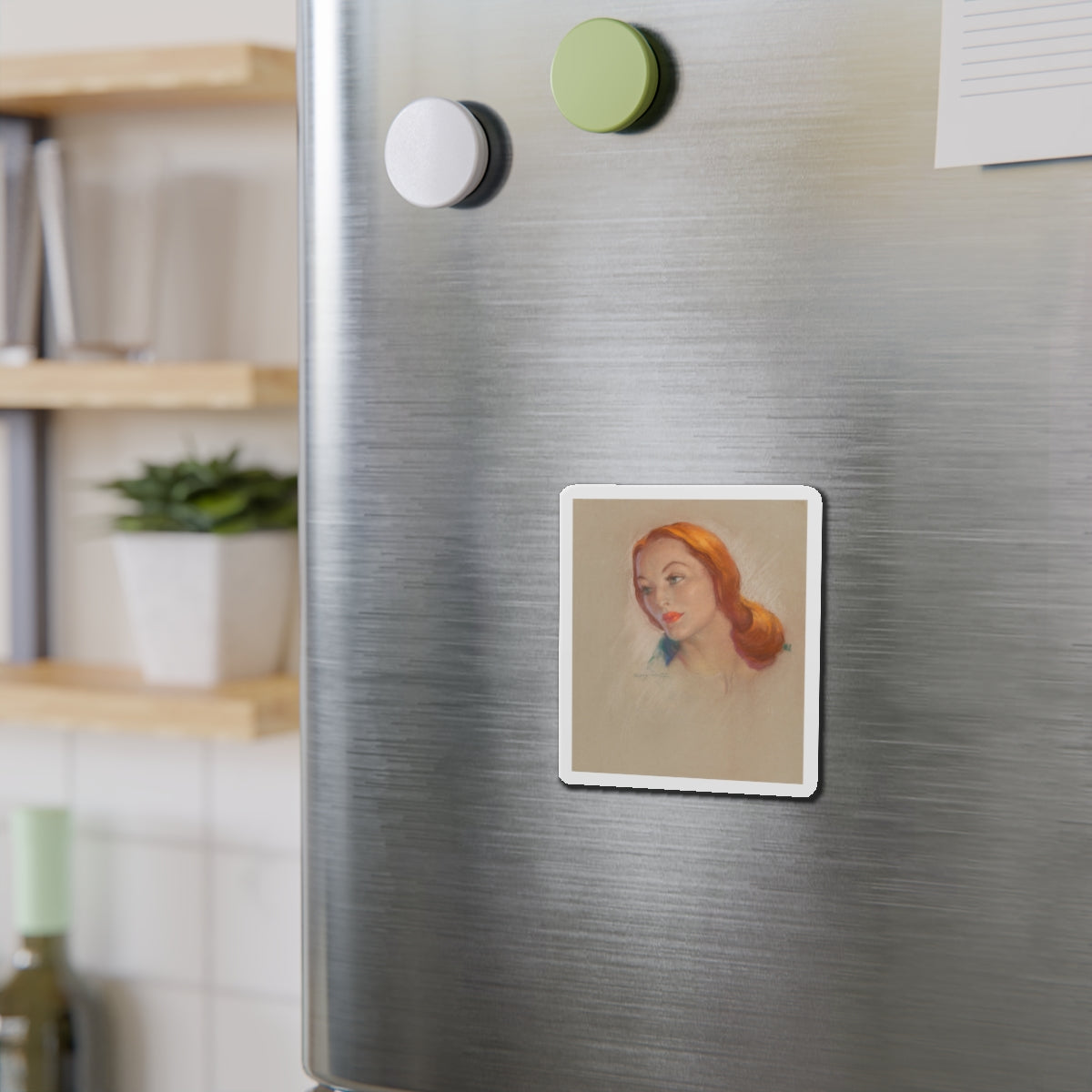 Redhead (Magazine Illustration) Refrigerator Magnet-The Sticker Space