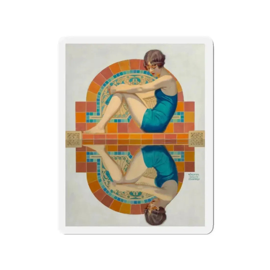 Reflection, Collier's magazine cover, June 15, 1929 (Magazine Illustration) Refrigerator Magnet 2 Inch Die-Cut - The Sticker Space