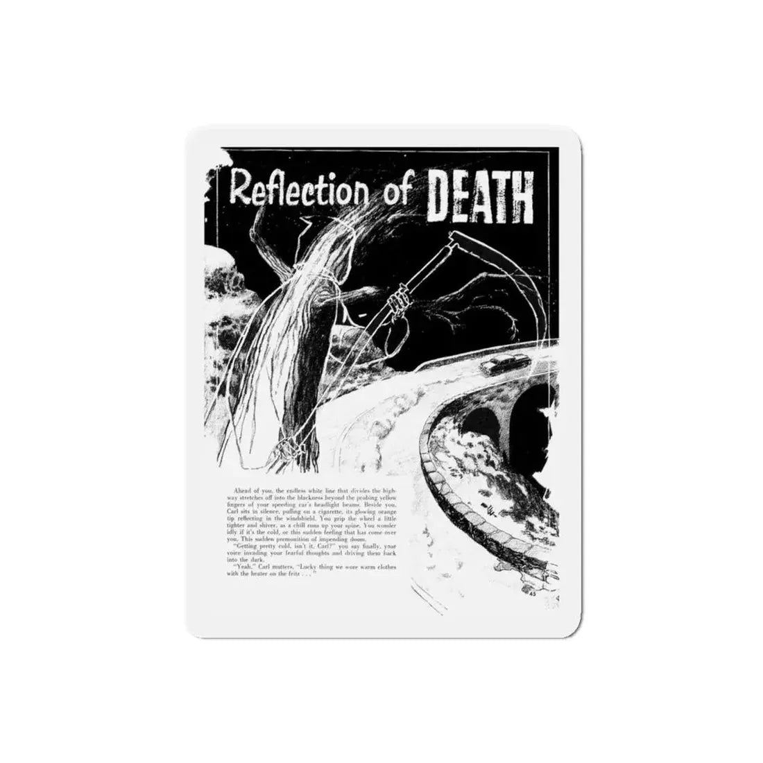 Reflection of Death, Terror Illustrated, April 1956 (Magazine Illustration) Refrigerator Magnet - The Sticker Space