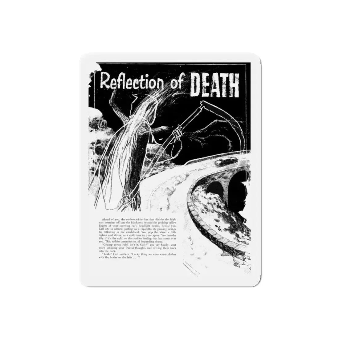 Reflection of Death, Terror Illustrated, April 1956 (Magazine Illustration) Refrigerator Magnet - The Sticker Space