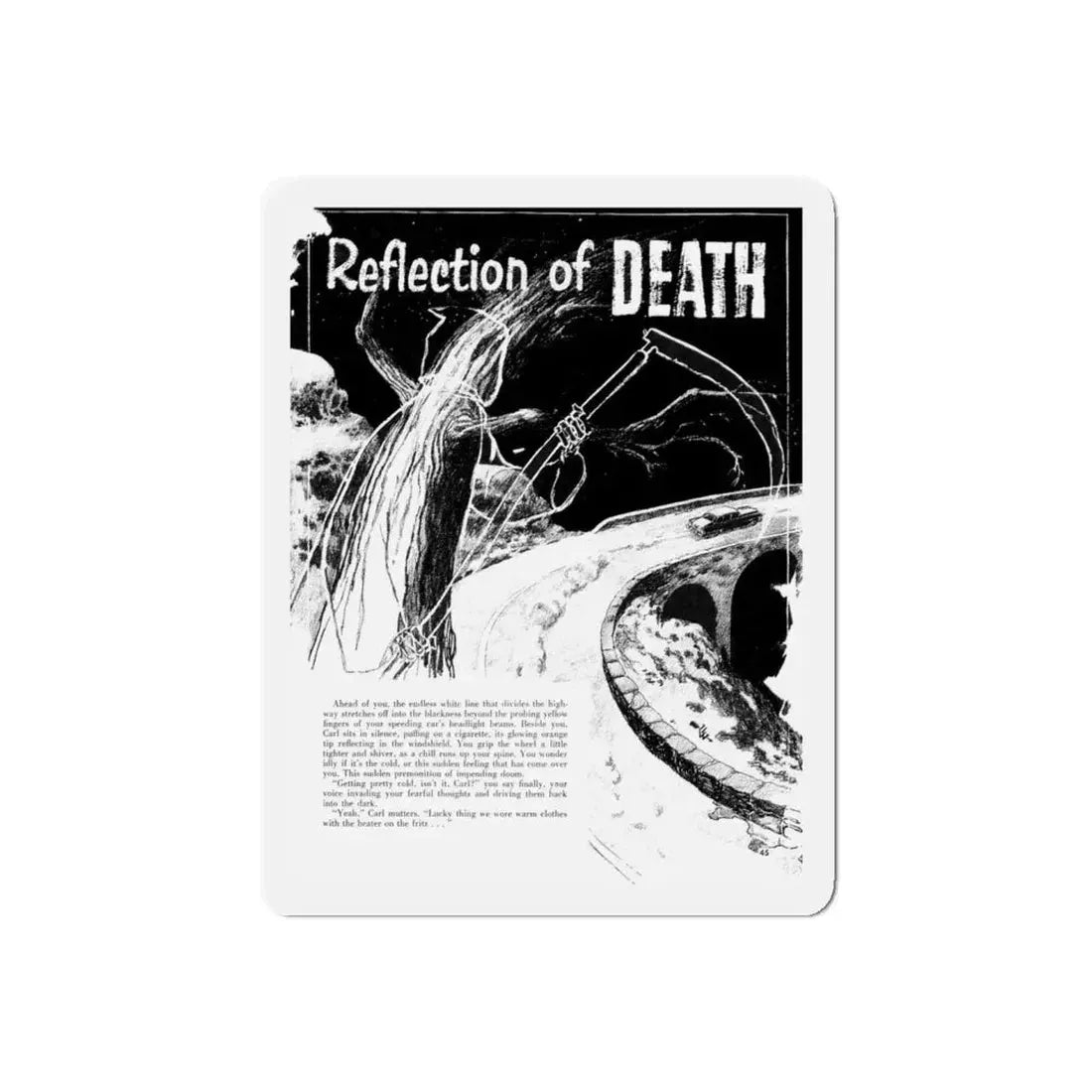 Reflection of Death, Terror Illustrated, April 1956 (Magazine Illustration) Refrigerator Magnet - The Sticker Space