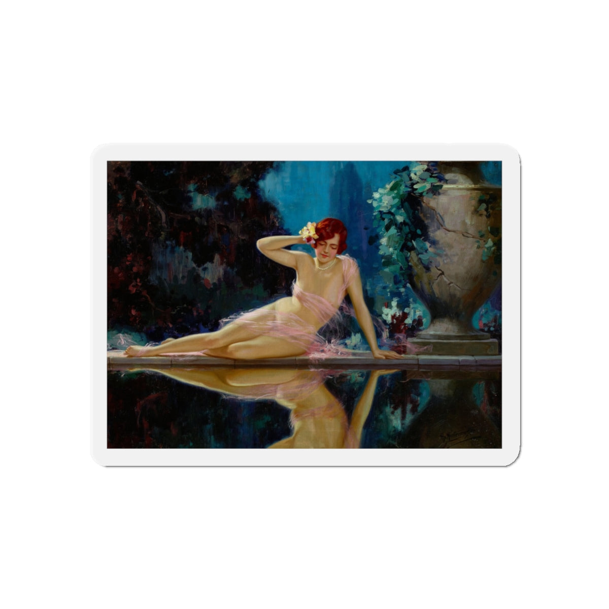 Reflections (Magazine Illustration) Refrigerator Magnet-5" x 5"-The Sticker Space