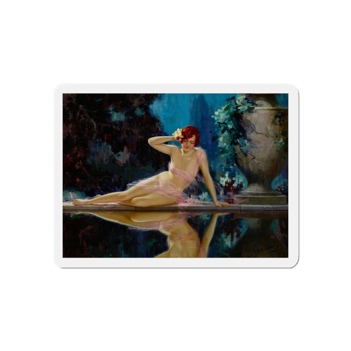 Reflections (Magazine Illustration) Refrigerator Magnet-6" × 6"-The Sticker Space