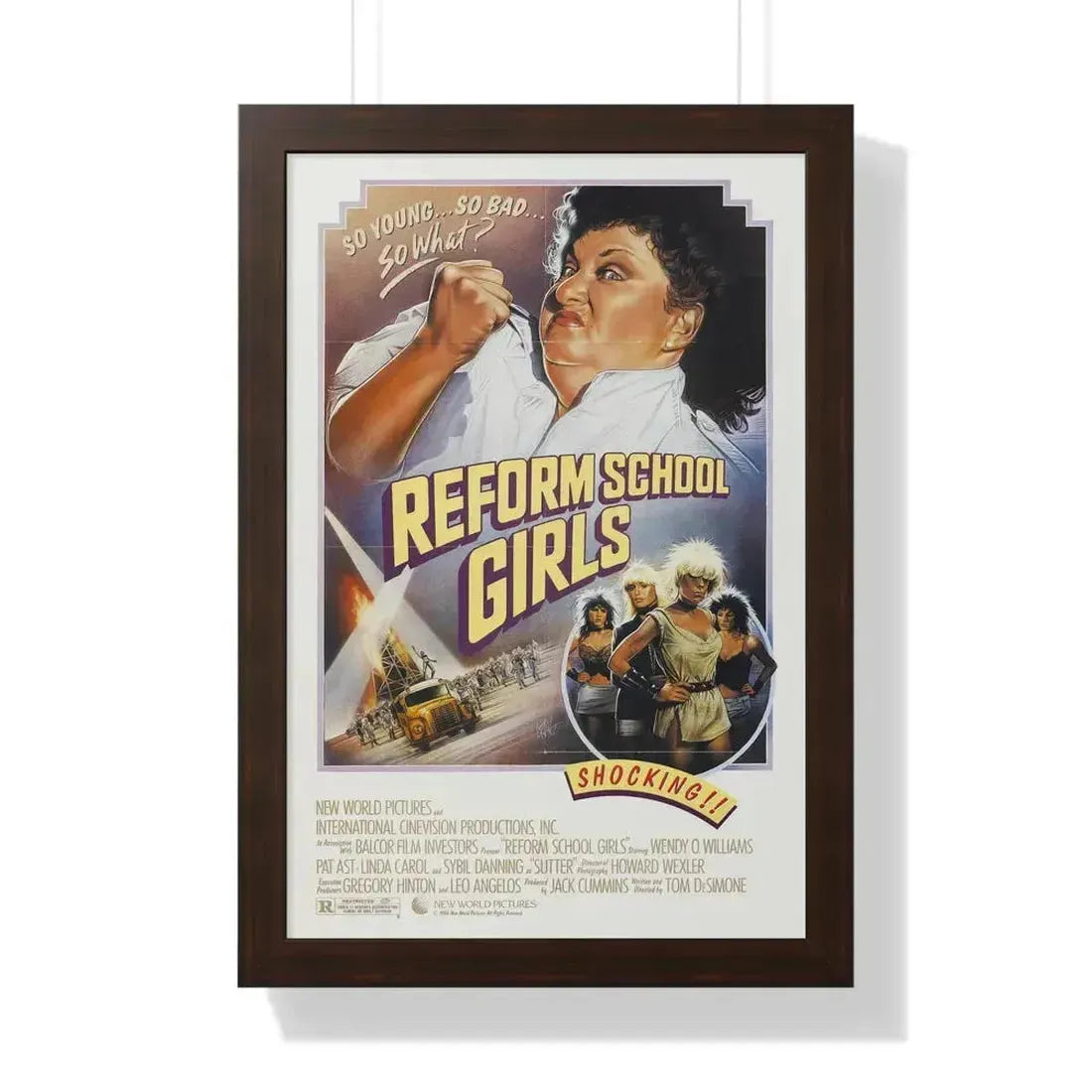 REFORM SCHOOLGIRLS 1986 - Framed Movie Poster 16″ x 24″ Walnut - The Sticker Space