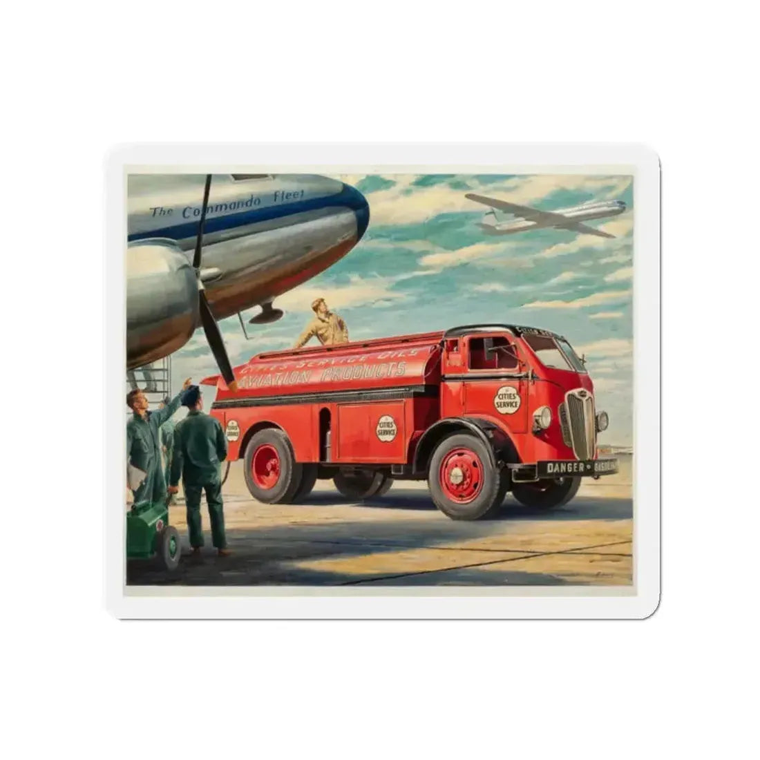 Refueling the Fleet (Magazine Illustration) Refrigerator Magnet 2 Inch Die-Cut - The Sticker Space