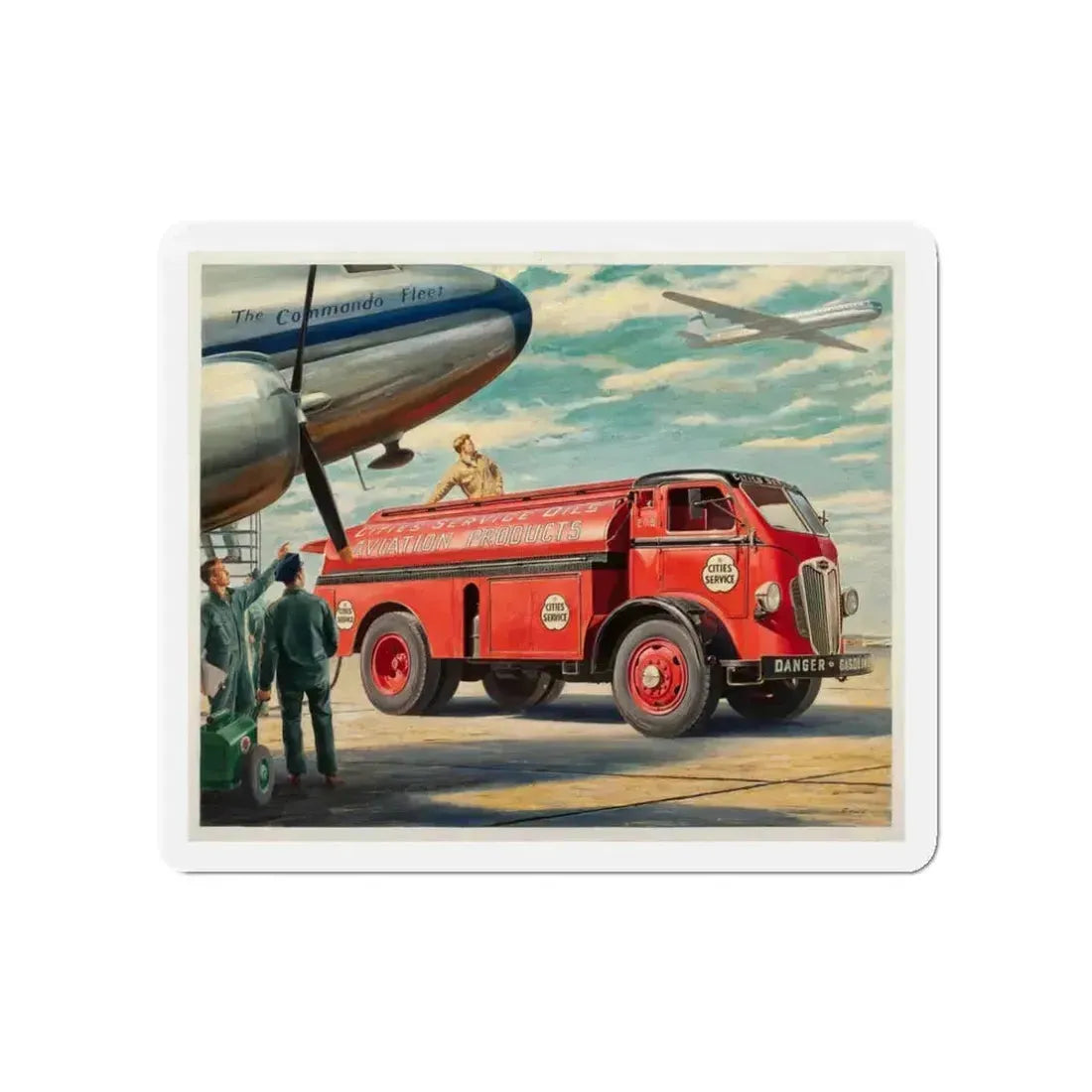Refueling the Fleet (Magazine Illustration) Refrigerator Magnet 3 Inch Die-Cut - The Sticker Space
