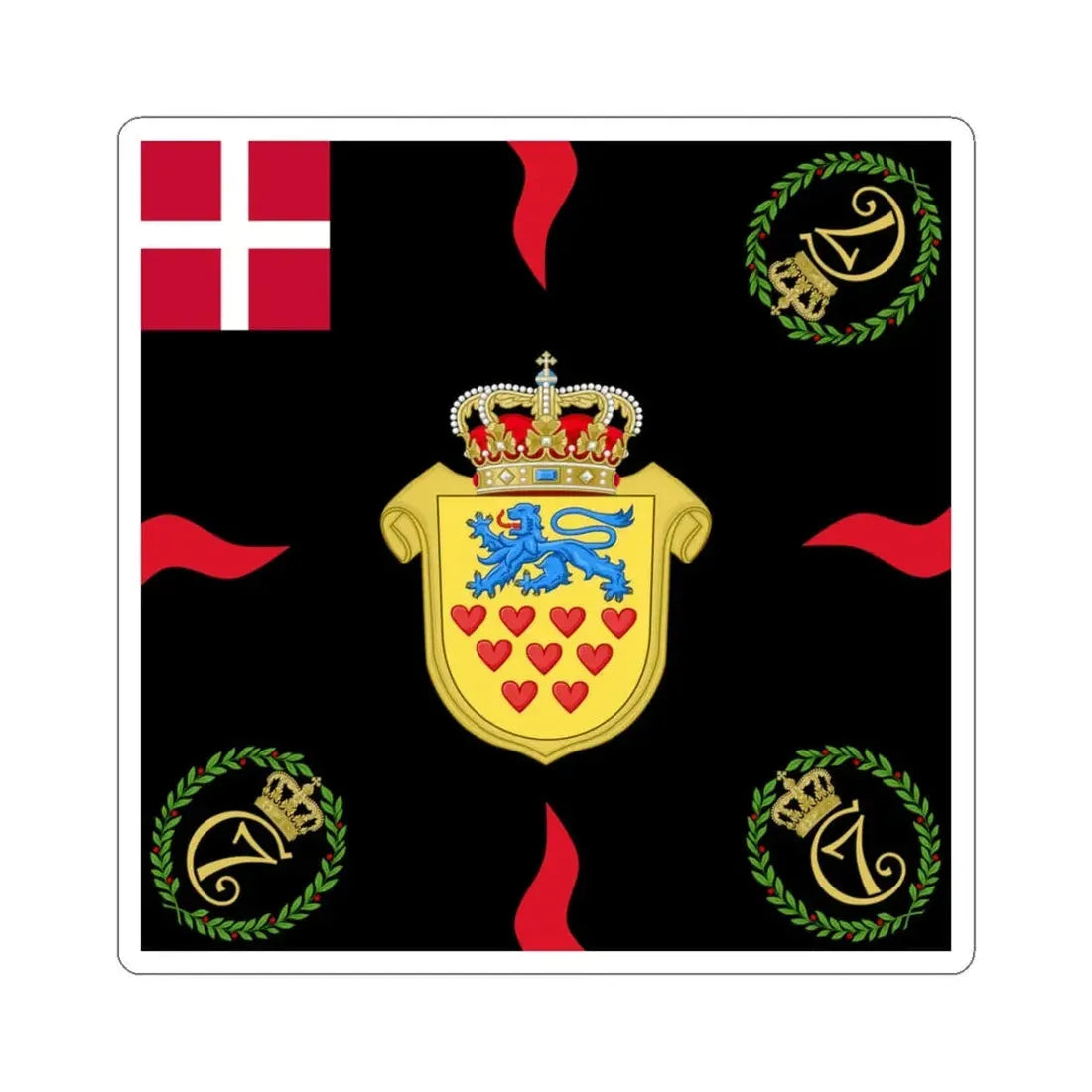 Regimental flag of 1st Jutland Infantry Regiment (Denmark) STICKER Vinyl Kiss-Cut Decal 3 Inch White - The Sticker Space