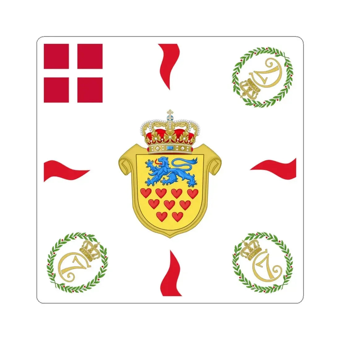 Regimental flag of 2nd Jutland Infantry Regiment (Denmark) STICKER Vinyl Kiss-Cut Decal 6 Inch White - The Sticker Space