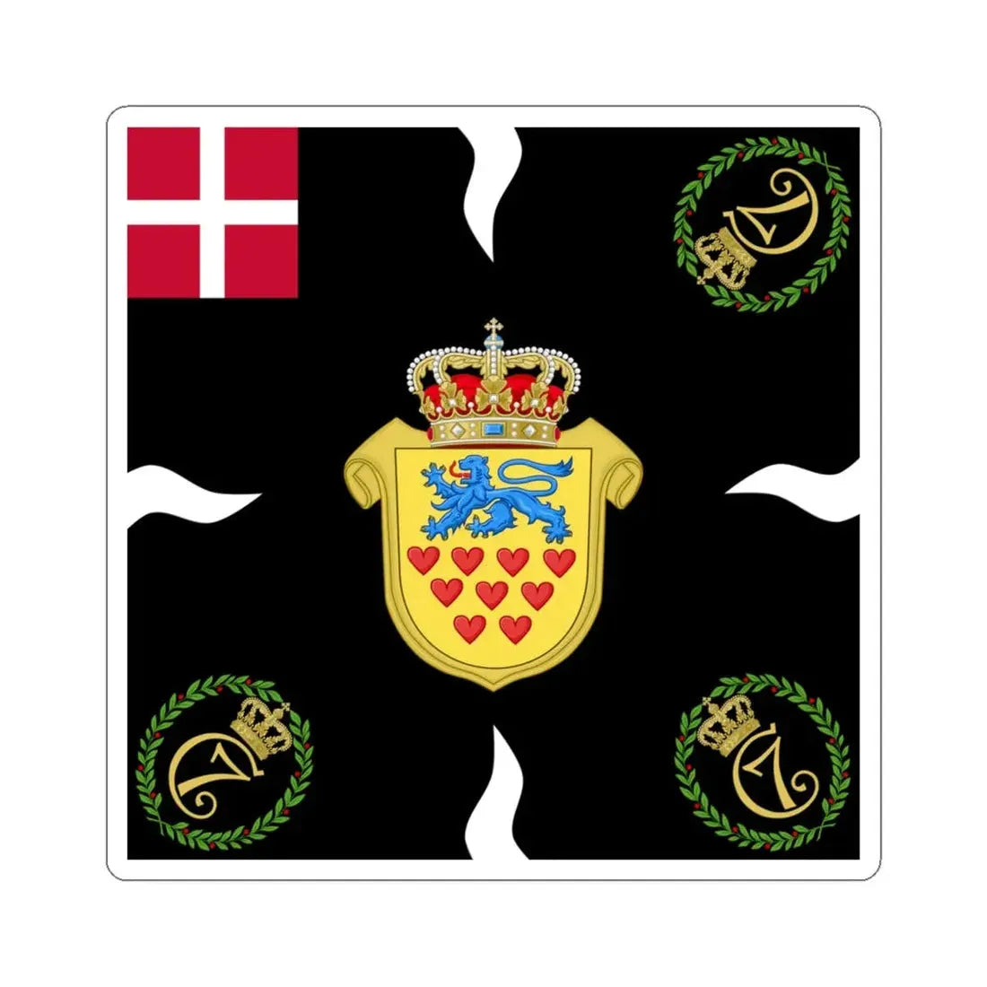Regimental flag of 3rd Jutland Infantry Regiment (Denmark) STICKER Vinyl Kiss-Cut Decal 4 Inch White - The Sticker Space