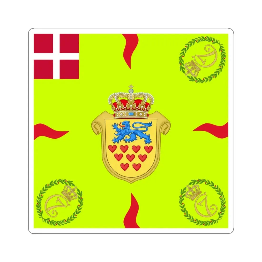 Regimental flag of Aarhus Infantry Regiment (Denmark) STICKER Vinyl Kiss-Cut Decal 3 Inch White - The Sticker Space