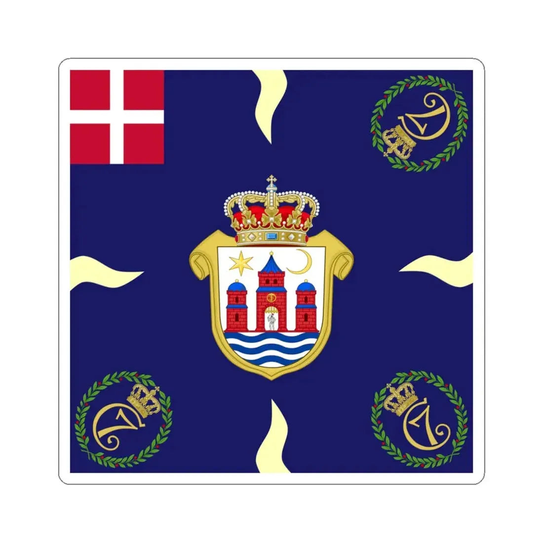 Regimental flag of Copenhagen Infantry Regiment (Denmark) STICKER Vinyl Kiss-Cut Decal 4 Inch White - The Sticker Space