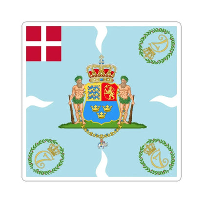 Regimental flag of Crown Princes Regiment Denmark (Denmark) STICKER Vinyl Kiss-Cut Decal 2 Inch White - The Sticker Space