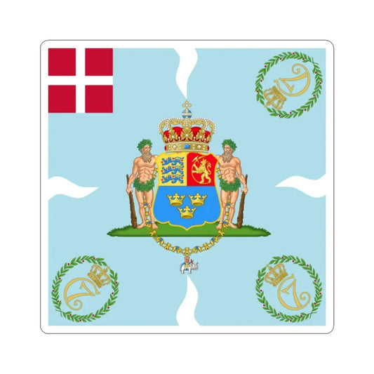 Regimental flag of Crown Princes Regiment Denmark (Denmark) STICKER Vinyl Kiss-Cut Decal 2 Inch White - The Sticker Space