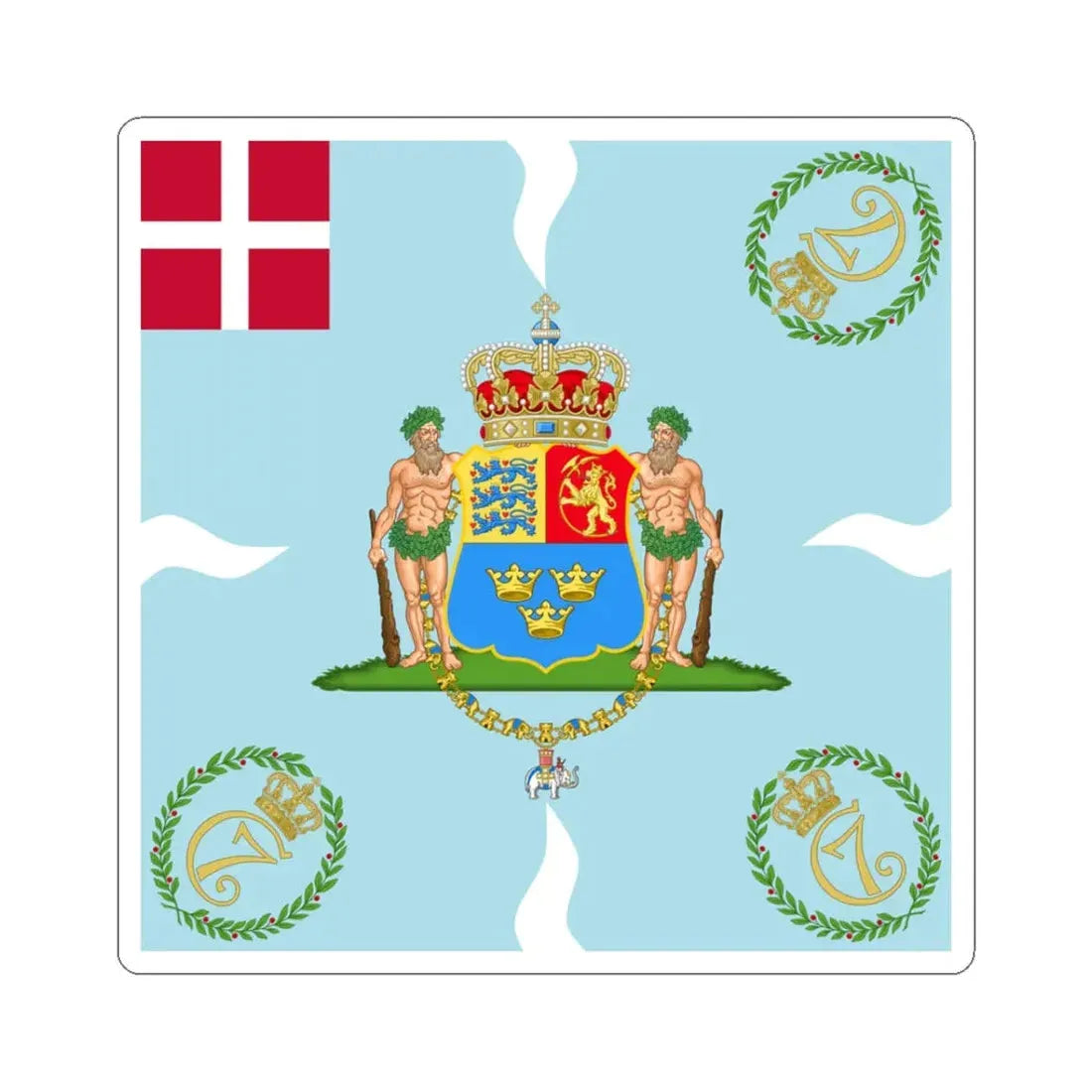 Regimental flag of Crown Princes Regiment Denmark (Denmark) STICKER Vinyl Kiss-Cut Decal 3 Inch White - The Sticker Space