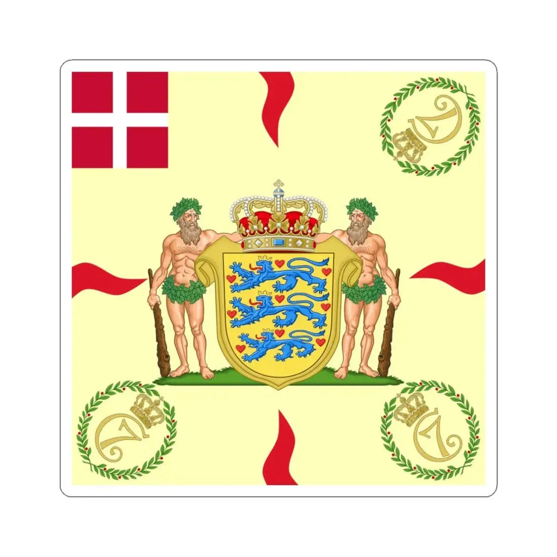 Regimental flag of Danish Life Regiment Denmark (Denmark) STICKER Vinyl Kiss-Cut Decal 4 Inch White - The Sticker Space